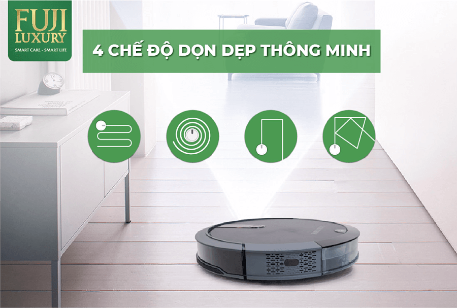 Robot hút bụi Fuji Luxury T4 đa dạng chế độ dọn dẹp phù hợp với nhu cầu của khách hàng