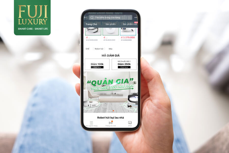 Fuji Luxury dành tặng nhiều mã giảm giá hấp dẫn cho khách hàng khi mua robot hút bụi trên Lazada