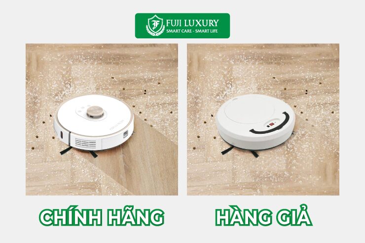 sự khác nhau giữa robot hút bụi Fuji Luxury thật giả