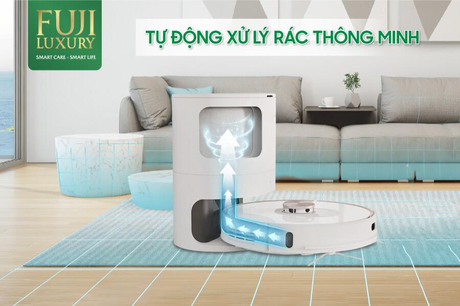 Robot hút bụi lau nhà Fuji Luxury T12 Max Plus dọn dẹp tốt nhất hiện nay