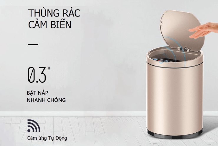 Thùng rác thiết bị cảm ứng thông minh trong gia đình hiện đại