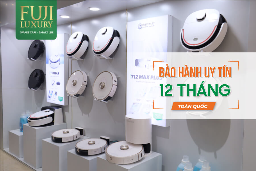 Tất cả sản phẩm robot hút bụi của Fuji Luxury đều được bảo hành liên tục trong vòng 12 tháng